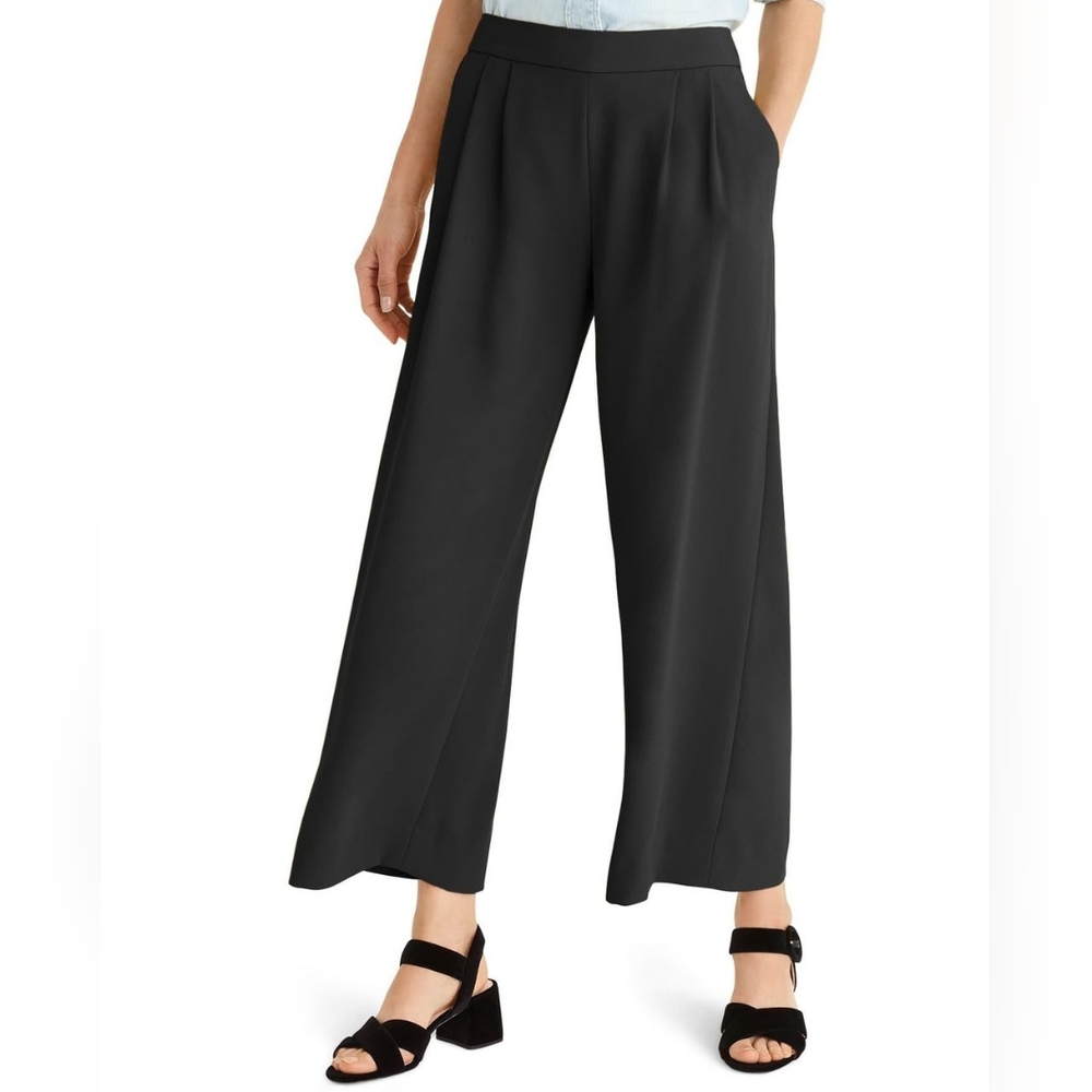 J. Crew Wide-Leg High Rise Crop Pant 365 Crepe Pleated Trousers Oyster Grey- 12T - Picture 8 of 9